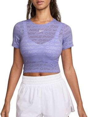 NWT Nike Dri-FIT Short-Sleeve Cropped Jacquard Top Women’s XL Tight Fit Lilac